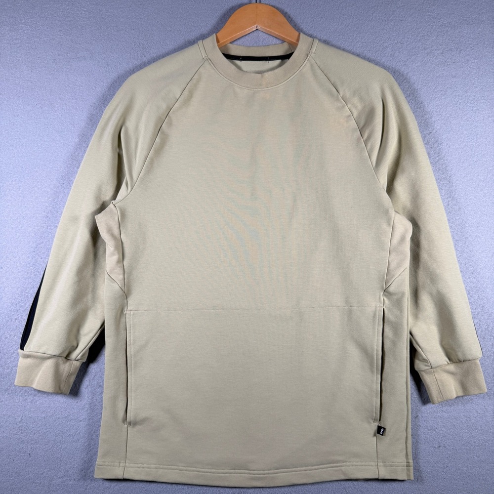 On Running Studio Crew Sweatshirt Mens Small Beige Tan Long Sleeve Pocket 15365